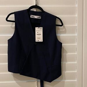 Zara Dark Navy Tailored Sleeveless Vest